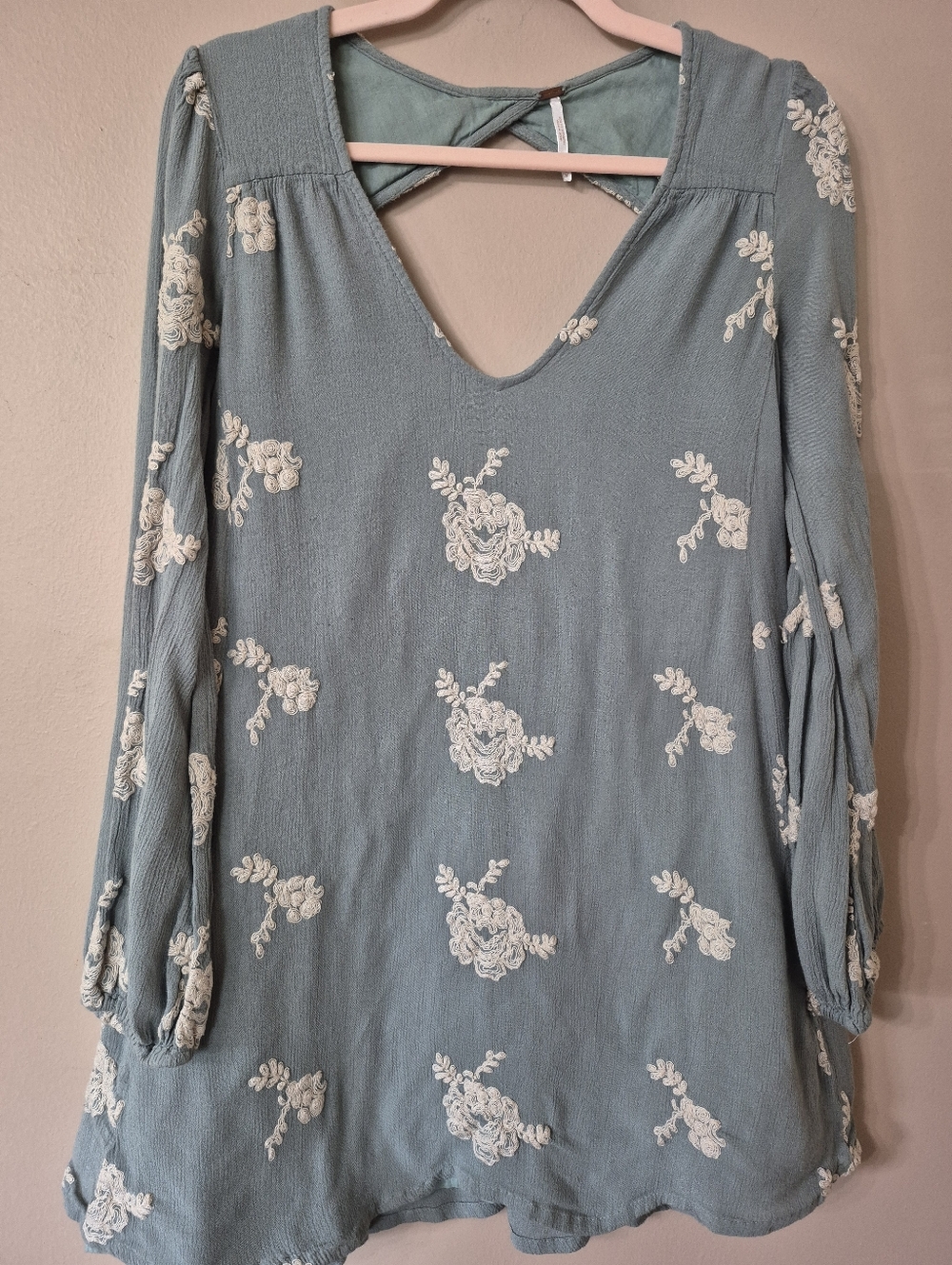 Free People Embroidered Long-sleeved Tunic